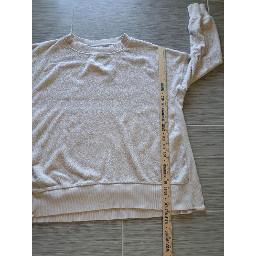 Aerie Chilled Out Large Beige Sherpa Sweatshirt Ribbed Side Panels Women's Cozy - Picture 11 of 11